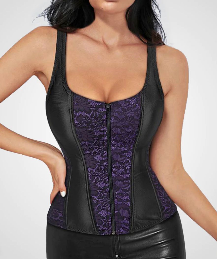 Corset Femme En Satin - Taille Haute, 12 Baleines Plastique, Laçage Dos | Pour Affiner La Taille, Tenue Soirée Ou Déguisement