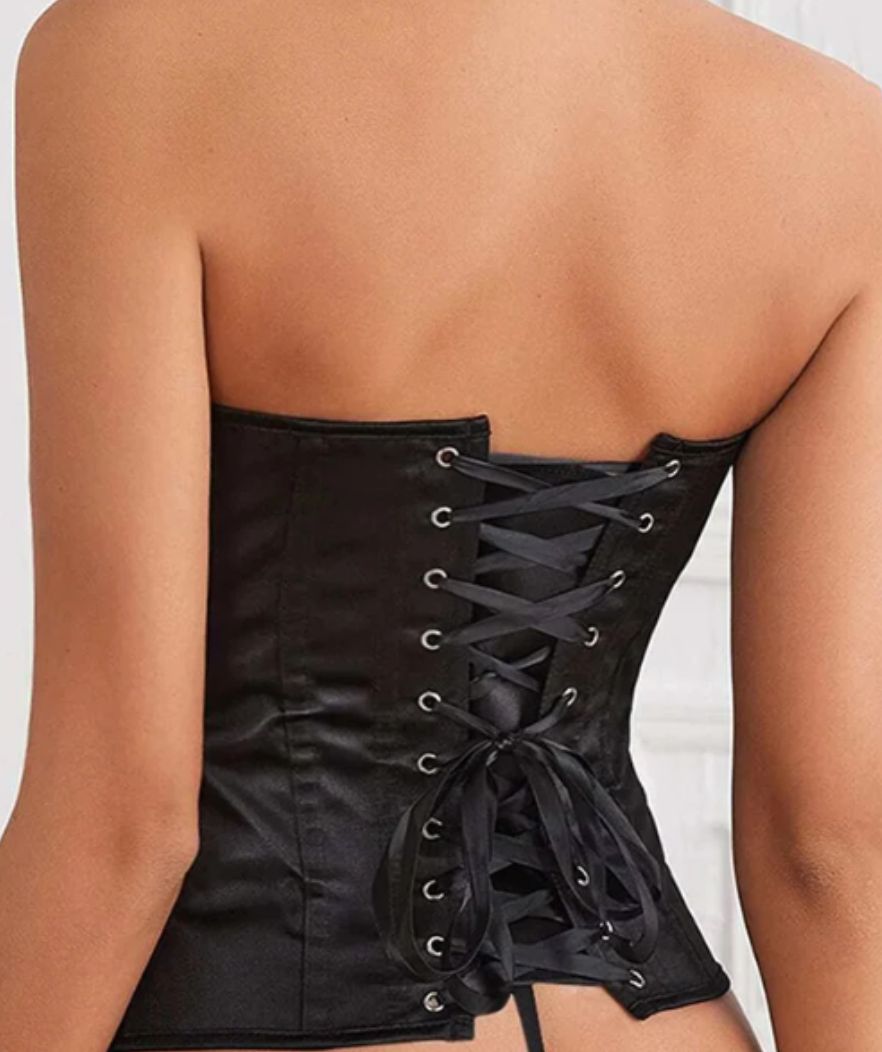 Corset Bustier Satin Noir Univers Corset