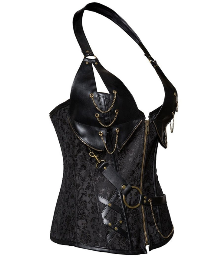 AWOCAN Corset Élastique Femme En Cuir Synthétique – Imprimé Rétro, Stretch Confortable, Look Élégant Et Sexy