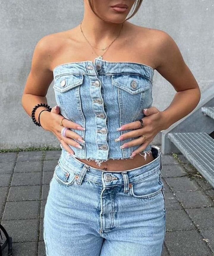 Ceinture Style Corset En Jean Noir TopShop - Taille XS/S - Neuf Avec étiquettes