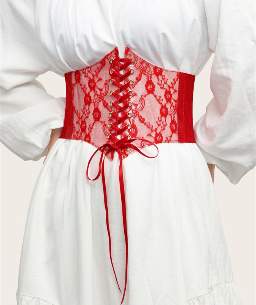 Ceinture Corset à Lacets Pour Femme - Style Rétro, Réglable, Avec Collier Choker Inclus - 14