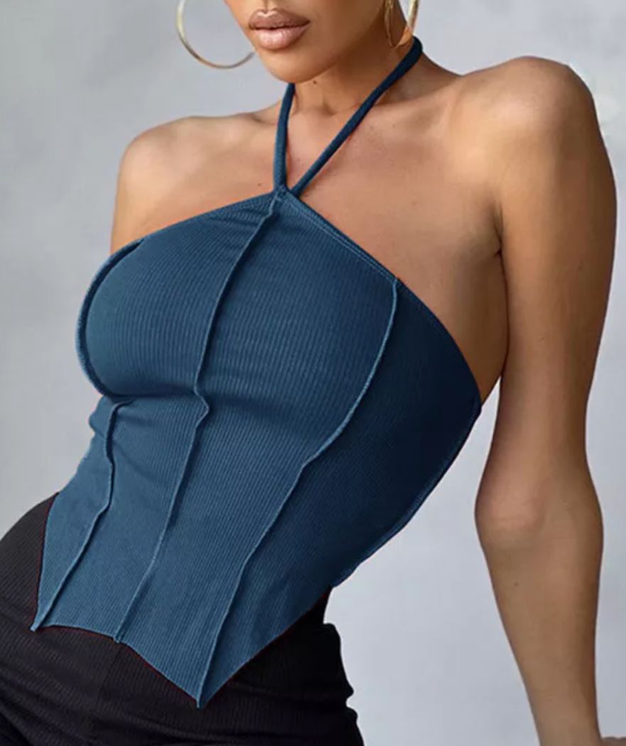 Top Corset Bleu - Univers-corset